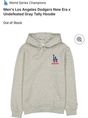 Men's Los Angeles Dodgers New Era x
Undefeated Gray Tally Hoodie